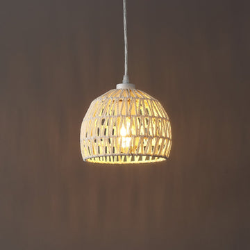 Campana 20" Bohemian Modern Woven Rattan/Iron LED Pendant